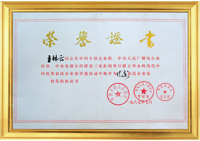 榮譽(yù)證書